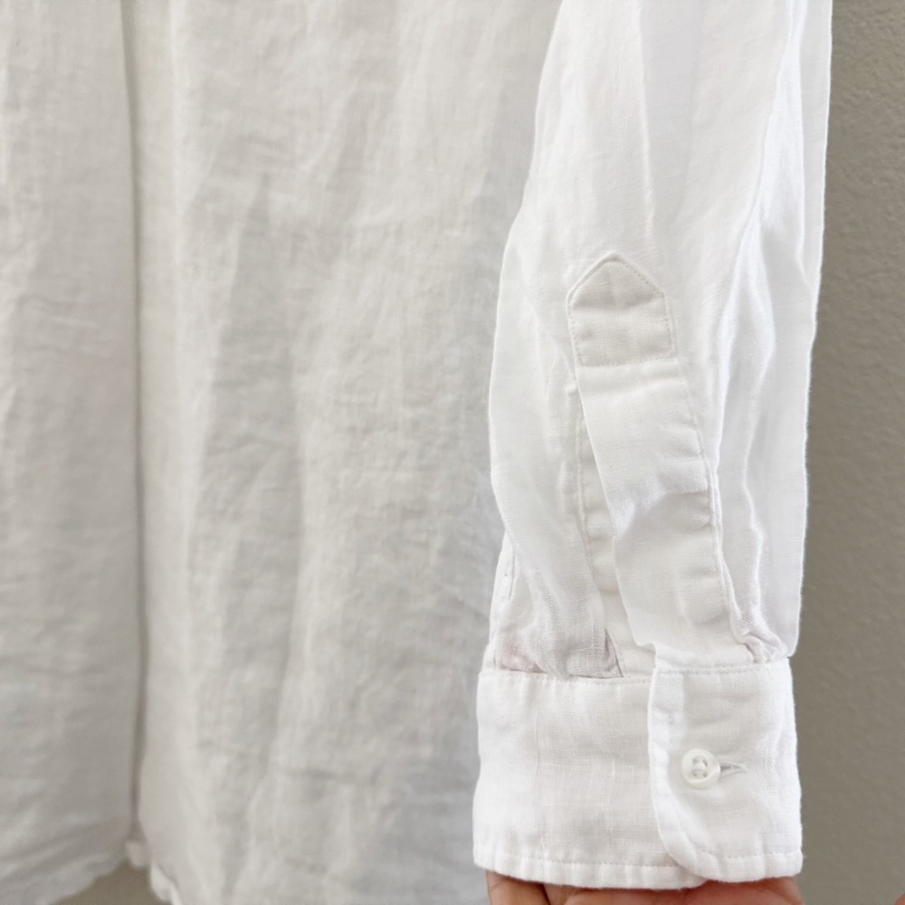 Frank and Eileen Hunter Linen Shirt Dress Med White Long Sleeve Casual Coastal - Picture 9 of 13